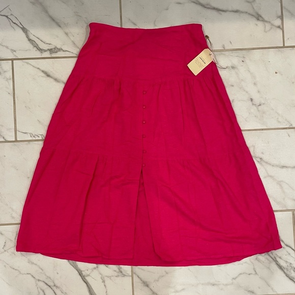 Anthropologie Midnight Sky Barbiecore Pink Tiered Boho Maxi Skirt XL NWT Retro - Picture 7 of 14